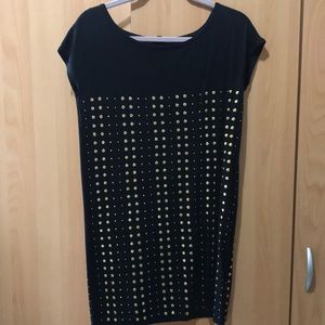 Adrienne Vitadini gold embellished mini dress